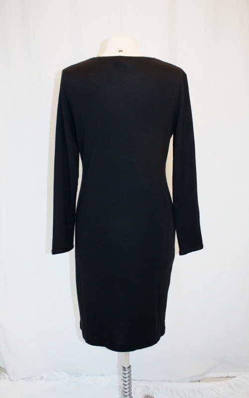 1990's Black Vested Dress Embroidered Knit Size Large | Etsy