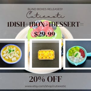 Surprise Fridge Magnet Blind Box – Handmade Realistic Food Magnets | 3-Pack: Dish, Fruit/Vege box, Dissert | Cute Kitchen Decor Gift | 盲盒掉落!