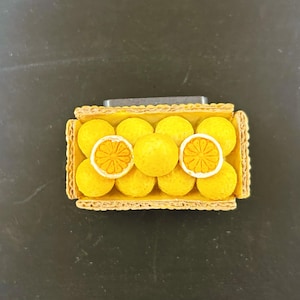 Miniature Fruit Box Fridge Magnet – Realistic Lemon or Cherry Tomato, Handmade Fruit Decor, Cute Kitchen Magnet Gift - 仿真水果盒子冰箱贴 - 柠檬/樱桃西红柿