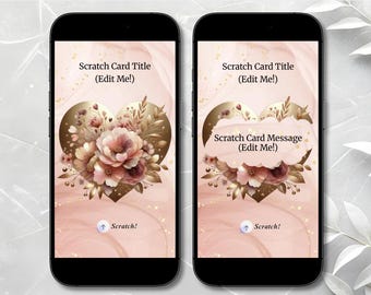 Custom Digital Scratch Card, Romantic Scratch Off Card with Floral Heart, Personalized Scratch to Reveal Card, Wedding Gift, Love Surprise