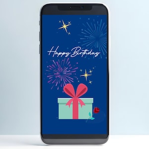 Tarjeta virtual de feliz cumpleaños con mensaje de video animado de cumpleaños, descarga instantánea, hermosa tarjeta de felicitación para amigos y familiares (MP4 PNG)