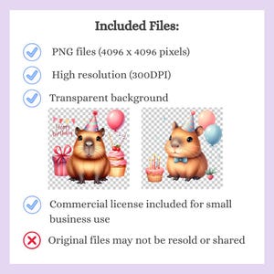 Kawaii Capybara Birthday Clipart Bundle Watercolor Cute Animal Party Illustrations Printable Capybara Celebration Decor Commercial License image 7