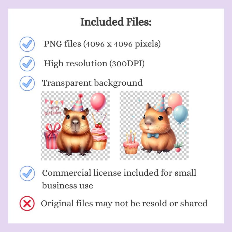 Kawaii Capybara Birthday Clipart Bundle Watercolor Cute Animal Party Illustrations Printable Capybara Celebration Decor Commercial License image 7
