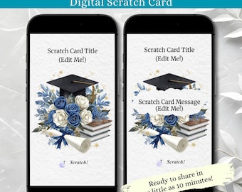 Graduation Digital Scratch Card, Custom Online Scratch Off Graduation Cap Diploma, Surprise Gift Reveal Virtual Message, Interactive Card