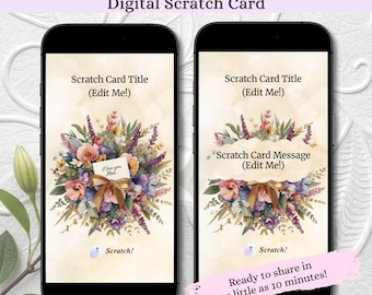 Mother's Day Online Scratch Off, Custom Flower Bouquet Card for Mom, Personalized I Love You Mom Virtual Card, Scratch to Reveal Surprise