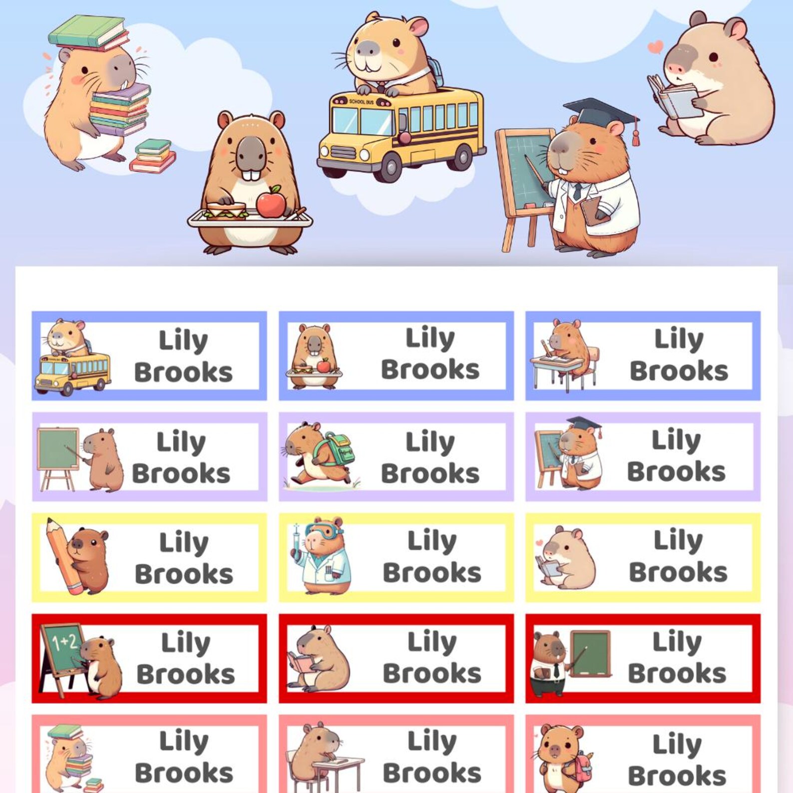 Capybara Name Tag Template: Editable Classroom Labels (digital Download ...