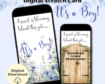 It's a Boy Gender Reveal Digital Scratch Card, Online Pregnancy Announcement Scratch to Reveal, Ready to Send Virtual Card Baby Boy Surprise