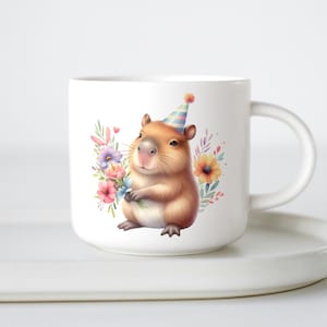 Kawaii Capybara Birthday Clipart Bundle Watercolor Cute Animal Party Illustrations Printable Capybara Celebration Decor Commercial License image 9