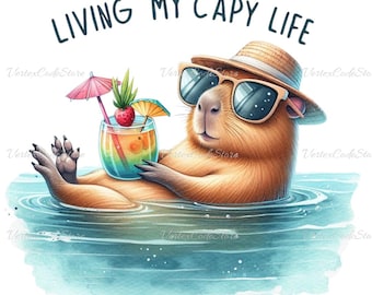 Watercolor Funny Capybara Clipart, Whimsical Capybara Joke PNG, Animal Sublimation, T-shirt Design, Sticker Design, Commercial License