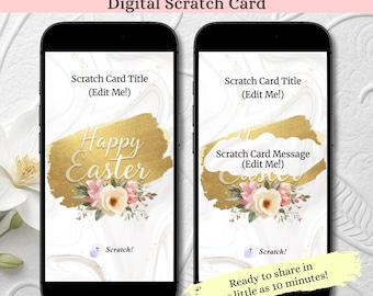 Easter Digital Scratch Card, Editable Happy Easter Greeting Card, Holiday Scratch to Reveal, Personalized Easter Gift, Custom Scratch Off