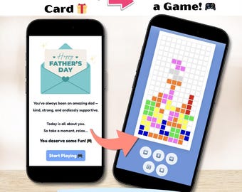 Interactive Father's Day Card with Game, Fun Digital Surprise for Dad, Playable Online Puzzle Card for Game Lover, Instant Download Gift