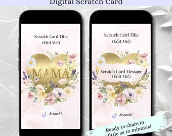 Mother's Day Digital Scratch Card, Personalized Mother's Day Message, Scratch Off Card for Mom, Custom Scratch to Reveal Floral Heart