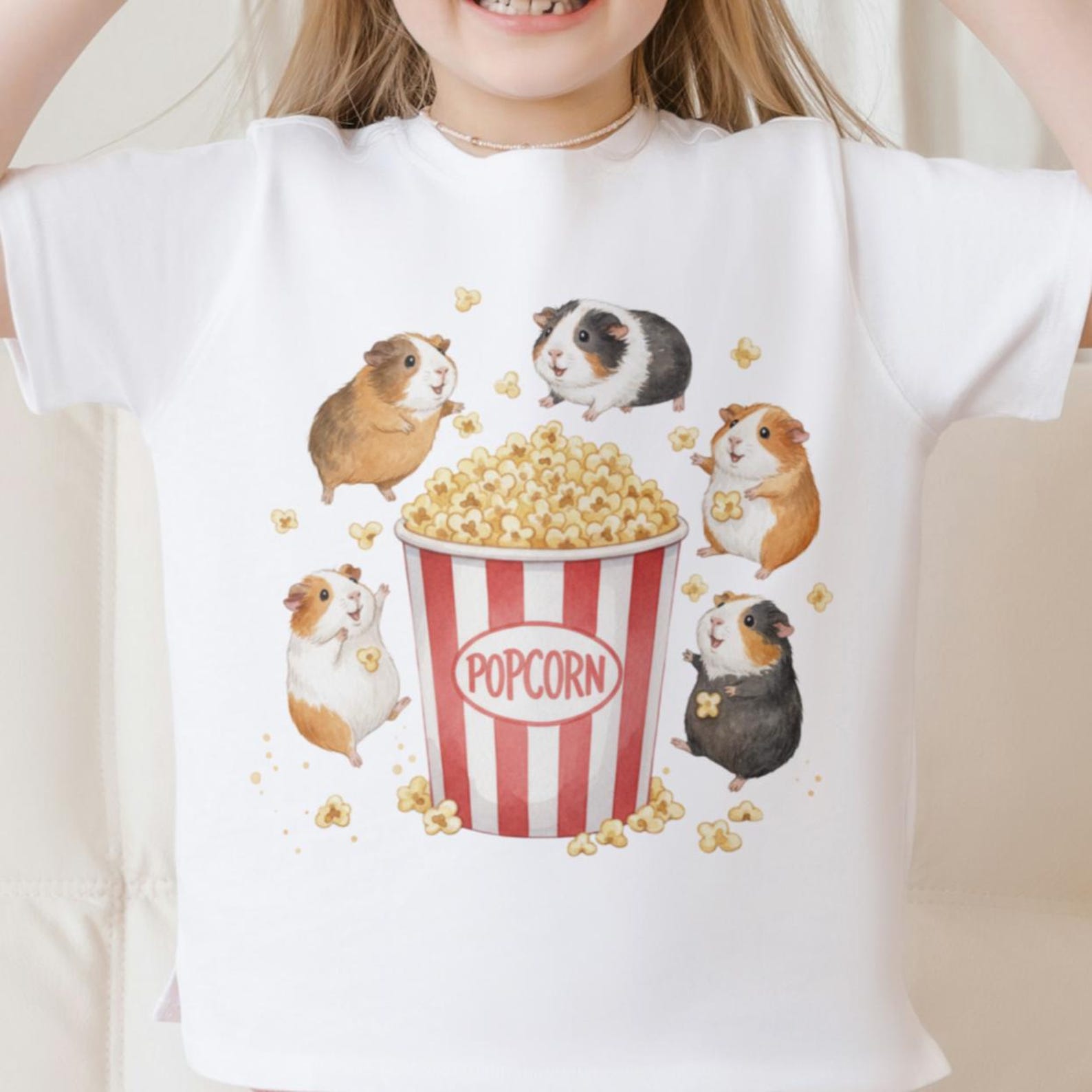 Kawaii Guinea Pig Popcorn Clipart Watercolor Small Pet Popcorning PNG 