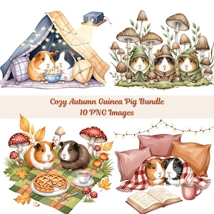 Guinea Pig Autumn Clipart Cozy Animal Fall PNG Guinea Pig Harvest Season Illustration Guinea Pig Printable Digital Download Guinea Pig Image