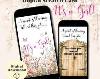 It's a Girl Gender Reveal Scratch Off, Digital Scratch to Reveal Baby Girl, Interactive Online Scratch Card Pregnancy Announcement Surprise