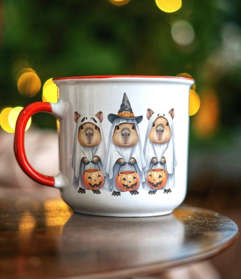Kawaii Capybara Ghost Clipart: Watercolor Halloween PNG (digital ...