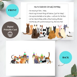 PRINTABLE Funny Cat Happy Birthday Card, Party Animal Greeting Card with Printable Envelop, Bday Card for Cat Lady Digital Download PDF