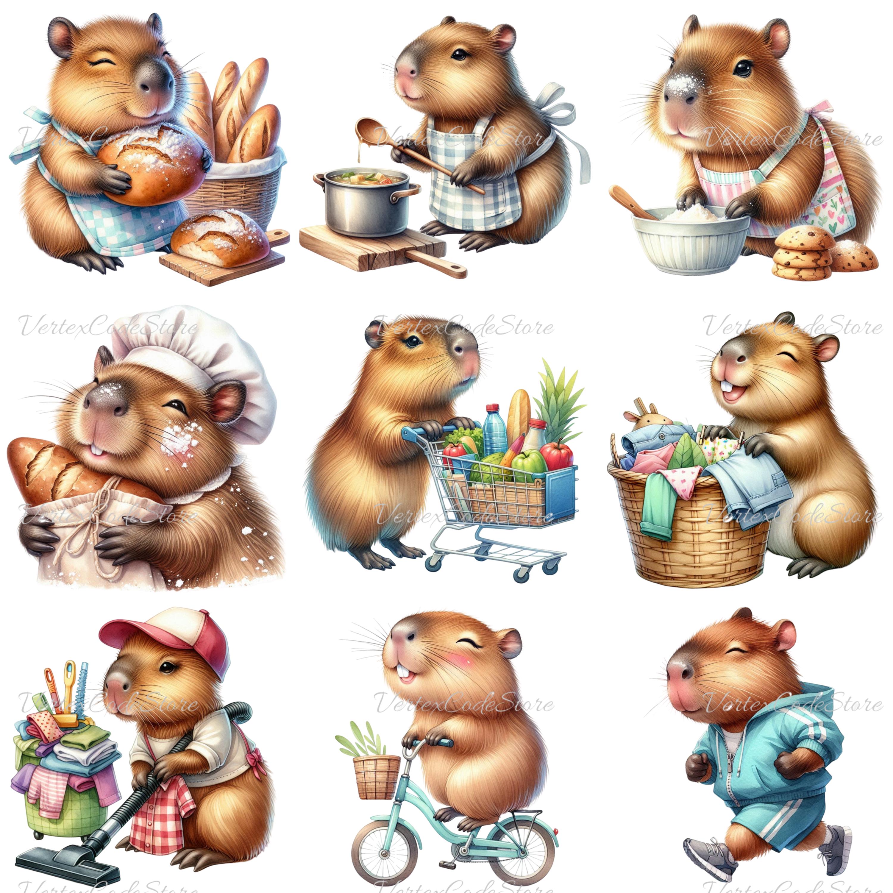 Cute Capybara Clipart Bundle 50 PNG Kawaii Capybara Daily Activities ...