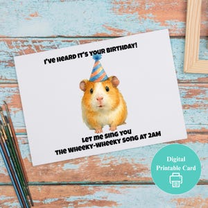 Carte imprimable joyeux anniversaire cochon d'Inde, carte de voeux animal en téléchargement numérique, carte d'anniversaire PDF 5 x 7 à imprimer à la maison pour les amoureux des animaux