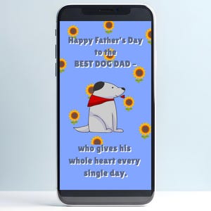 Carte électronique animée pour la fête des pères pour papa chien, carte de voeux virtuelle pour propriétaire d'animal de compagnie, message vidéo mignon avec animation de chiot, téléchargement immédiat