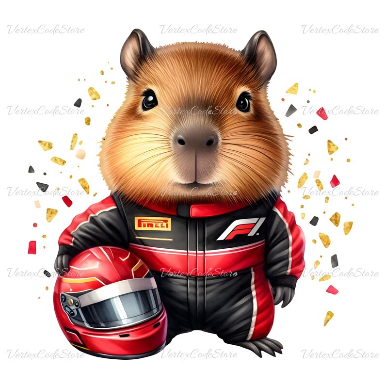 Capybara Racing Capybara F1 Clipart Bundle Watercolor Capybara Boy Racer 5 PNG Images ...