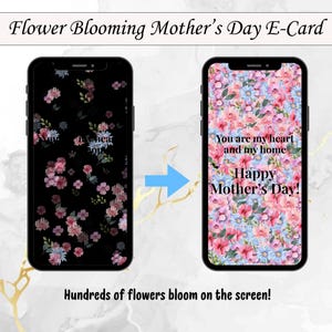 母の日おめでとう E カード 野生の花のバーチャル カード 母の日の心のこもったメッセージ デジタル インスタント ダウンロード 母の日ギフト E カード