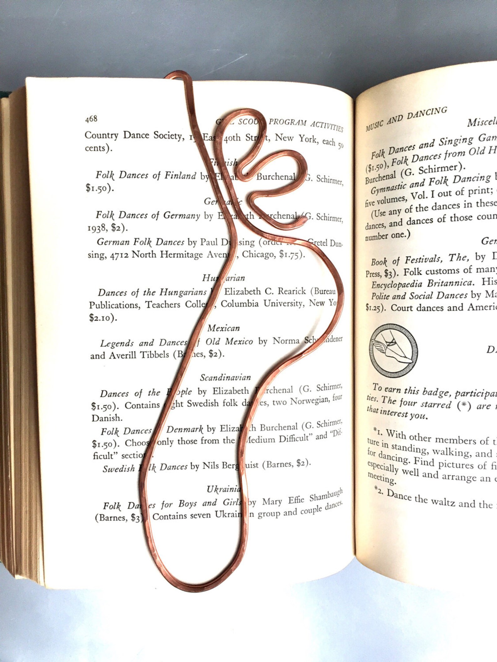 ballet shoe bookmark dancer shoe copper bookmark