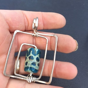 Sterling silver and glass square pendant image 2