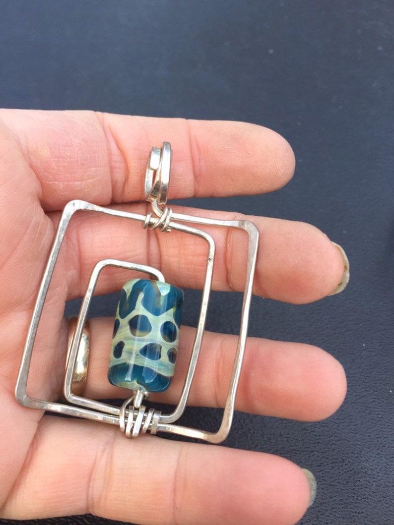 Sterling silver and glass square pendant image 2