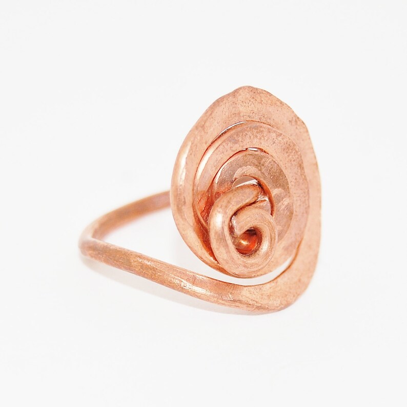 Statement Copper Ring Hammered Ring Swirl Ring Etsy