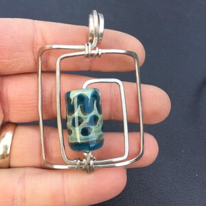 Sterling silver and glass square pendant image 3