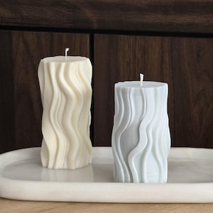 Wavy Sculptured Pillar Candle | Handmade Decorative Candle | Swirl Pillar Candle | Aesthetic Home Decor | Housewarming gift
