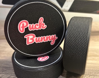 3D Printed “Puck Bunny” Smutty Hockey Romance Puck Shelf Sitter