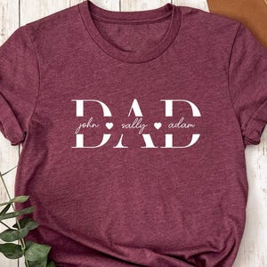 Custom Dad Shirt with Kids Names, Father&#39;s Day Gift from Kids, Best Dad T Shirt, Daddy Birthday Tees, Personalized Dad Shirt, New Dad Shirt