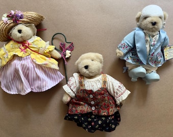 1990s Vintage Muffy Vanderbear Trio Little Bear Peep Mozart Minuet Czarina Muffina 8” Plush Bears Costumes