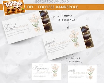 Ontwerp 3 | Toffifee Bayram-geschenk | Afdrukbare chocoladeverpakking | Eid Mubarak / Hayırlı Bayramlar | Direct downloaden DIY-cadeau
