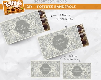 Motiv 2 | Toffifee Bayram Geschenk | Printable Schokoladen Banderole | Eid Mubarak / Hayırlı Bayramlar | Sofortdownload DIY Geschenk