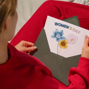 Journée internationale de la femme, carte imprimable pour la journée de la femme, Super Women, fleurs colorées, cadeau pour elle