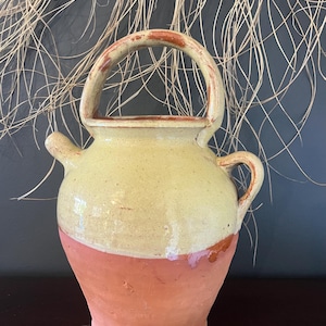VASE ART DECO TERRE CUITE émaillée décor goût Simone LARRIEU déco FLEURS D