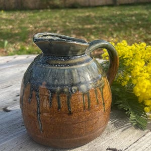 Pichet en grès/pichet vintage vernissé/Cruche gris floral/Carafe