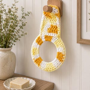 Modèle de base d'anneaux de serviette au crochet PDF - Porte-serviettes de cuisine et de salle de bain facile à faire main