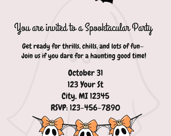 Halloween Party Invitation Template Printable Ghost