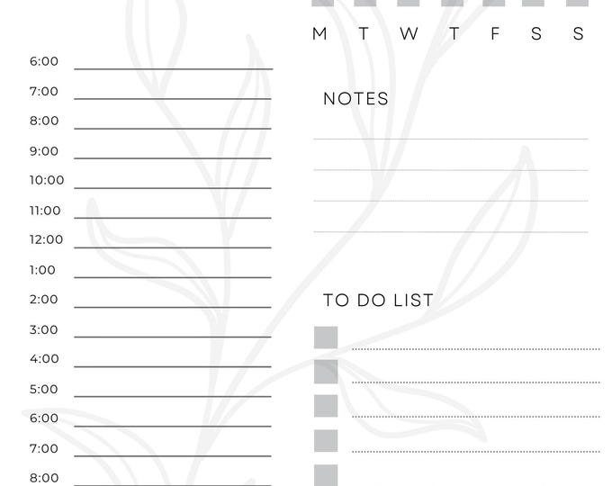 Instantly Printable Blank Daily Planner PDF