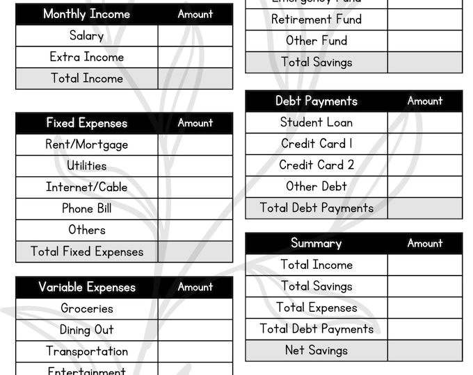 Printable Budget Planner Journal Blank PDF