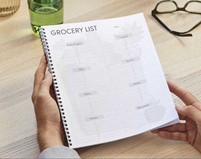 Printable Template for Grocery List Meal Planner Journal Budgeting Calendar in size US Letter