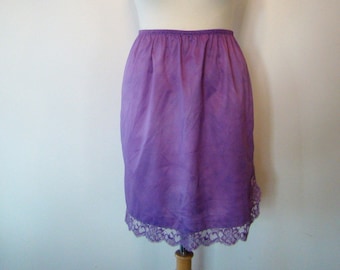 Vintage 60s / Hand Dyed / Boudoir / Purple / Pin Up / Slip Skirt / SMALL