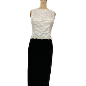 Vintage Scott McClintock Womens Formal Full Length Dress White Black Beaded 10
