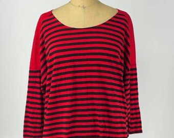 Michael Stars Original T-Shirt Red Black Striped OS