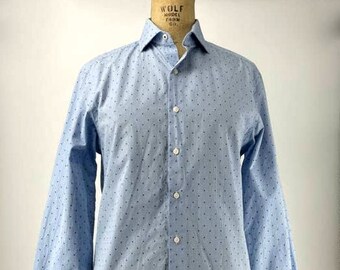 Ben Sherman Blue Gingham Button Down Split Collar Long Sleeve Shirt Small