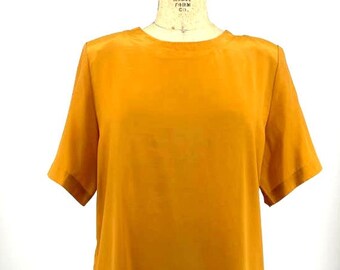 Vintage Sara Stephen Gold Short Sleeve Blouse Top Large